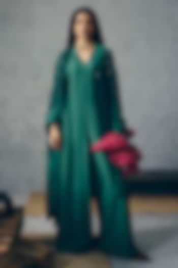 Green Silk Linen Dyed Jumpsuit With Jacket by Paulmi & Harsh at Pernia's Pop Up Shop