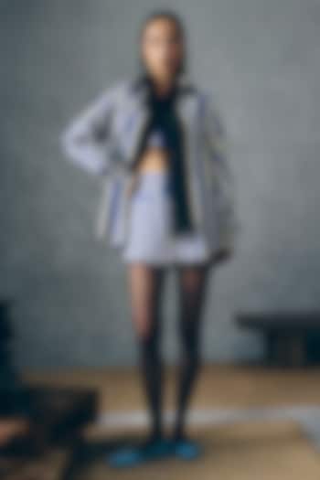 Blue & White Poplin Printed Co-Ord Set by Paulmi & Harsh at Pernia's Pop Up Shop