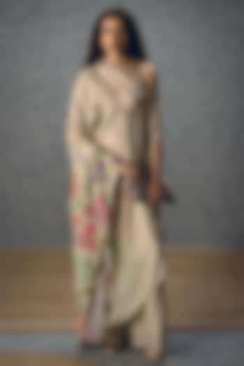 Ivory Japan Satin Printed Co-Ord Set by Paulmi & Harsh at Pernia's Pop Up Shop