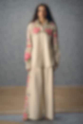 Ivory Poplin Printed Co-Ord Set by Paulmi & Harsh at Pernia's Pop Up Shop