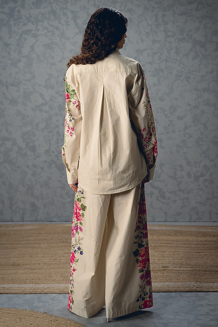 Ivory Poplin Printed Co-Ord Set by Paulmi & Harsh at Pernia's Pop Up Shop