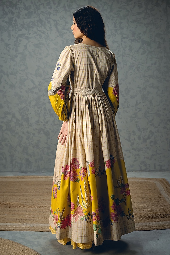Ivory Poplin Floral Printed Maxi Summer Dress by Paulmi & Harsh at Pernia's Pop Up Shop