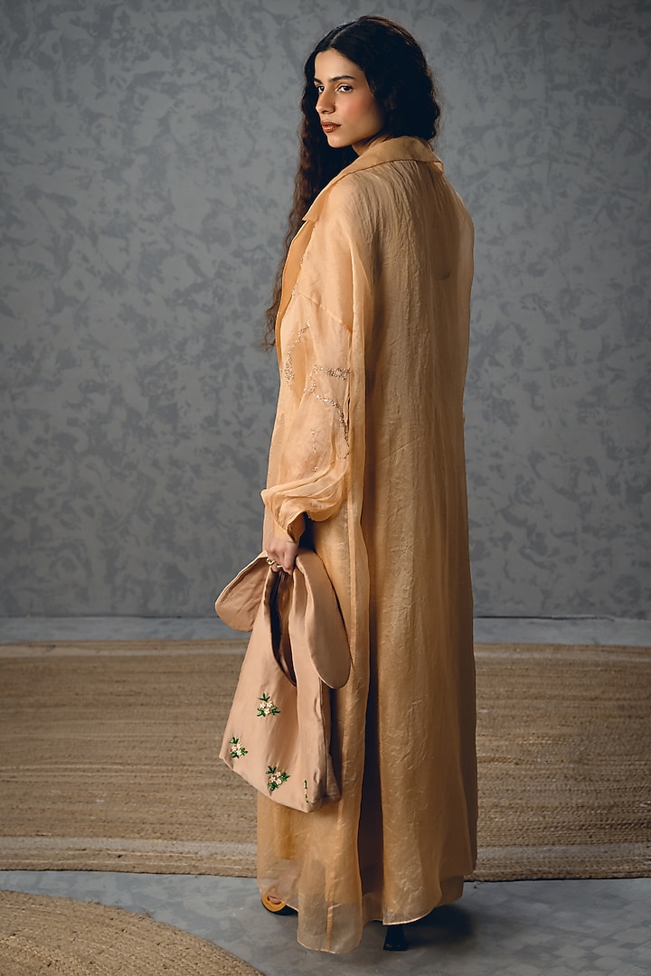 Nude Modal Silk Jacket Vacation Dress by Paulmi & Harsh at Pernia's Pop Up Shop