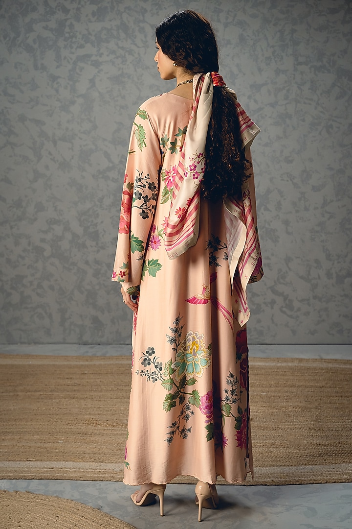Pink Modal Silk Printed Kaftan Vacation Dress by Paulmi & Harsh at Pernia's Pop Up Shop