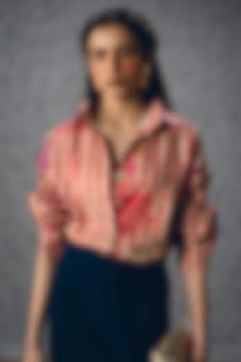 Pink Poplin Floral Printed Shirt by Paulmi & Harsh at Pernia's Pop Up Shop