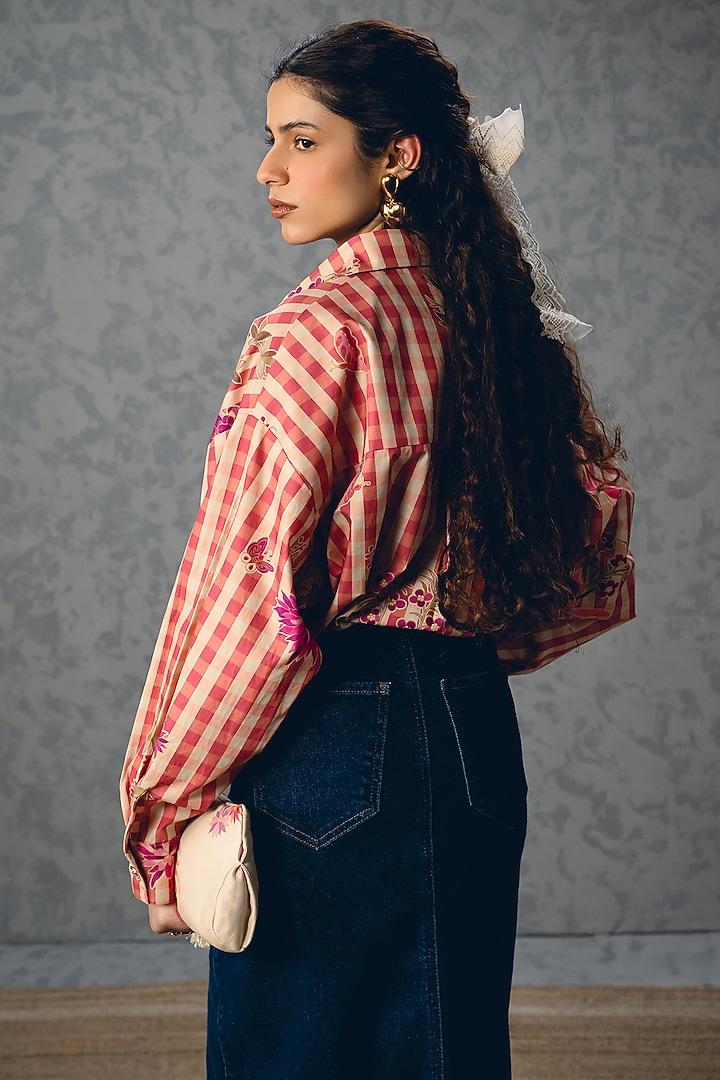Pink Poplin Floral Printed Shirt by Paulmi & Harsh at Pernia's Pop Up Shop