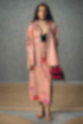 Pink Poplin Printed Skirt Set by Paulmi & Harsh at Pernia's Pop Up Shop