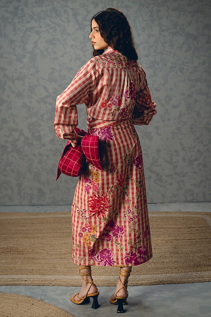 Pink Poplin Printed Skirt Set by Paulmi & Harsh at Pernia's Pop Up Shop