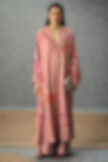 Pink Modal Silk Printed Kurta Set by Paulmi & Harsh at Pernia's Pop Up Shop