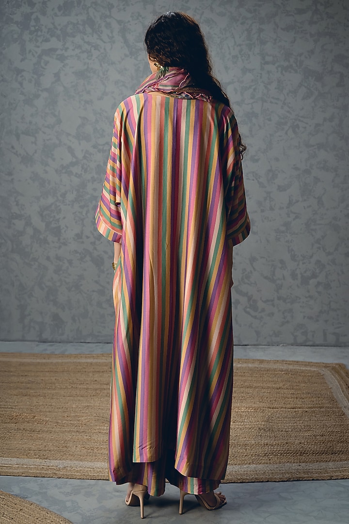 Multi-Colored Modal Silk Embroidered & Printed Kurta Set by Paulmi & Harsh at Pernia's Pop Up Shop