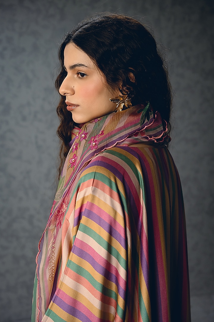 Multi-Colored Modal Silk Embroidered & Printed Kurta Set by Paulmi & Harsh at Pernia's Pop Up Shop