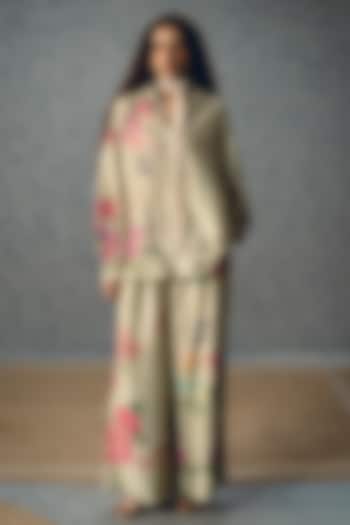 Pista Green Modal Silk Printed Co-Ord Set by Paulmi & Harsh at Pernia's Pop Up Shop