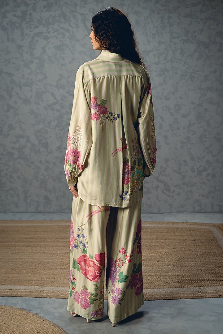 Pista Green Modal Silk Printed Co-Ord Set by Paulmi & Harsh at Pernia's Pop Up Shop