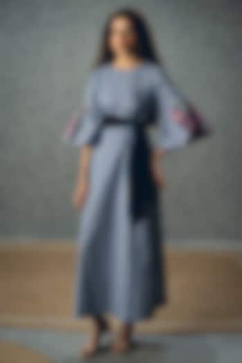 Blue & White Poplin Checkered Summer Dress by Paulmi & Harsh at Pernia's Pop Up Shop