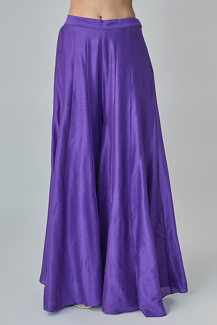 Purple Pure Chiniya Hand Embroidered Jacket Set by Paulmi & Harsh at Pernia's Pop Up Shop