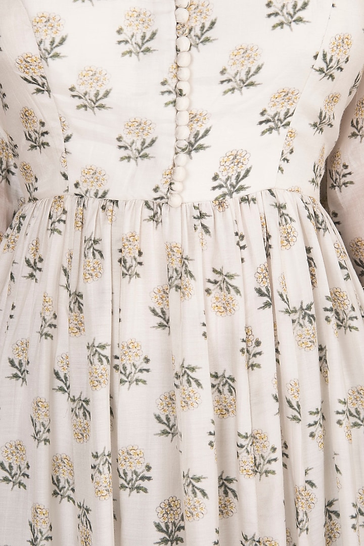 White Printed Party Wear Anarkali With Dupatta by Paulmi & Harsh at Pernia's Pop Up Shop