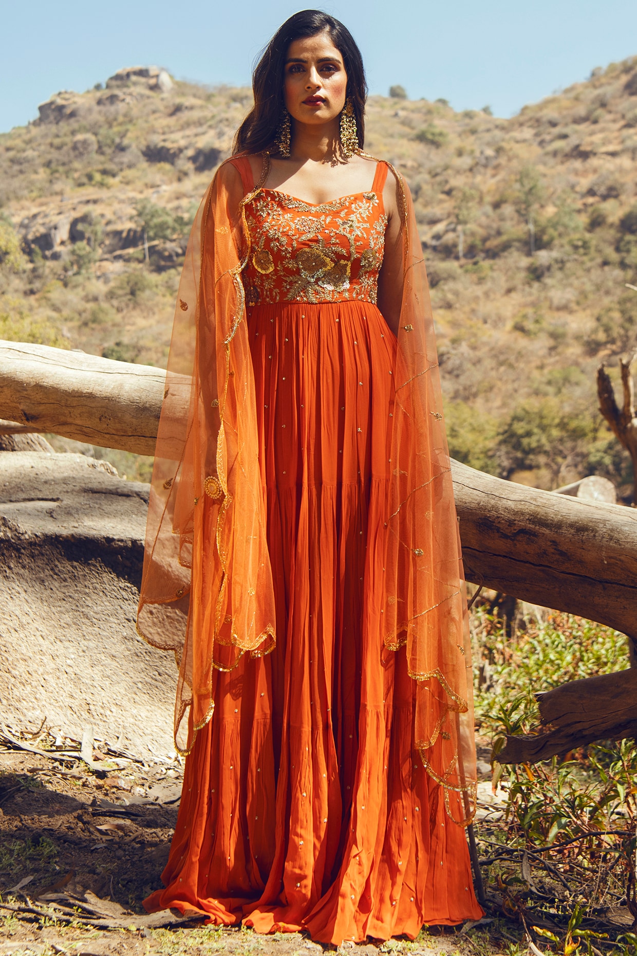 Orange colour dress clearance online