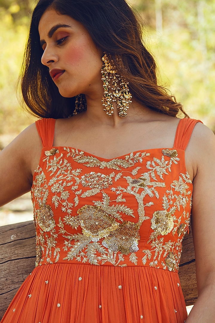 Rust Layered Maxi Vacation Dress by Paulmi & Harsh at Pernia's Pop Up Shop