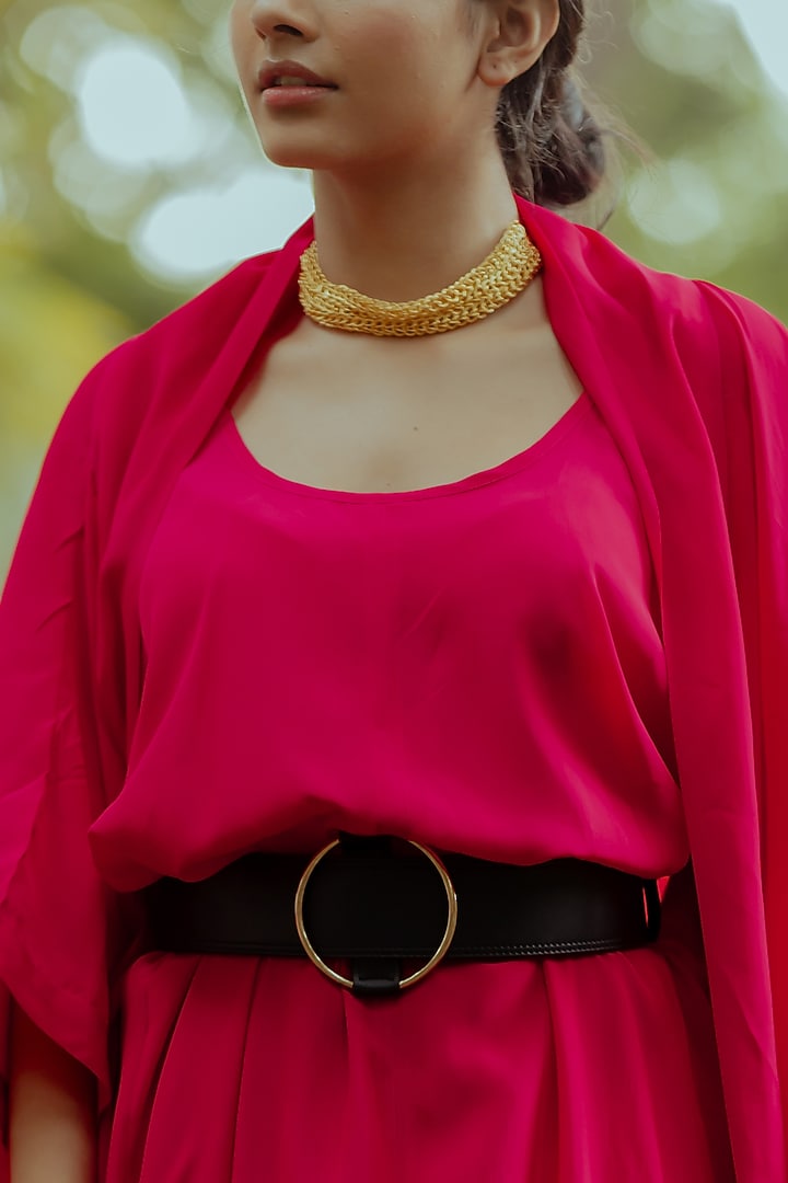 Rani Pink Pure Crepe Maxi Summer Dress by Paulmi & Harsh at Pernia's Pop Up Shop