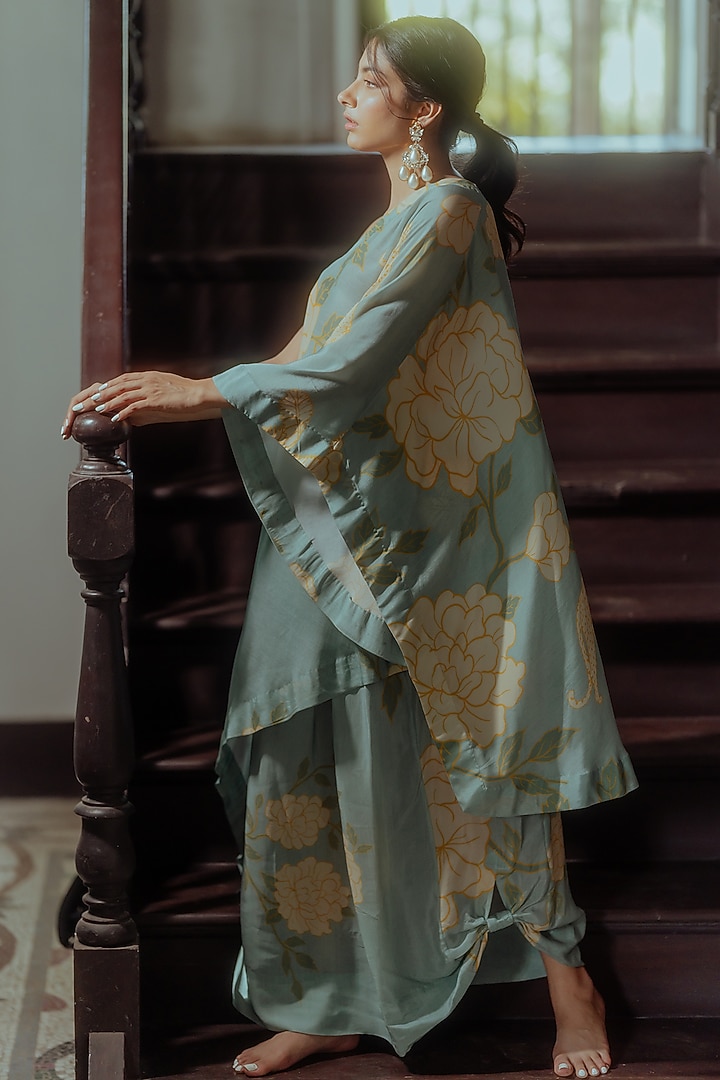 Teapot Blue Printed Skirt Set by Paulmi & Harsh at Pernia's Pop Up Shop