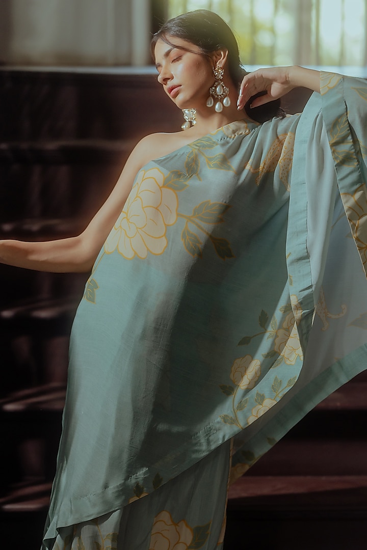 Teapot Blue Printed Skirt Set by Paulmi & Harsh at Pernia's Pop Up Shop