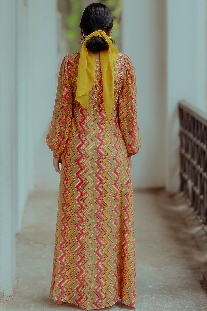 Multi-Colored Printed Maxi Vacation Dress by Paulmi & Harsh at Pernia's Pop Up Shop