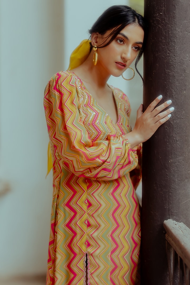 Multi-Colored Printed Maxi Vacation Dress by Paulmi & Harsh at Pernia's Pop Up Shop