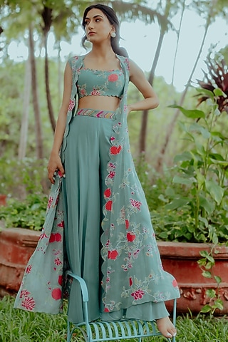 Teapot Printed Jacket Set by Paulmi & Harsh