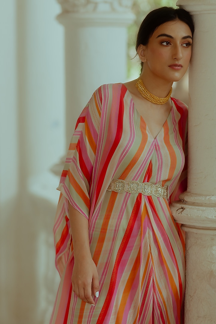 Multi-Colored Striped Skirt Set by Paulmi & Harsh at Pernia's Pop Up Shop