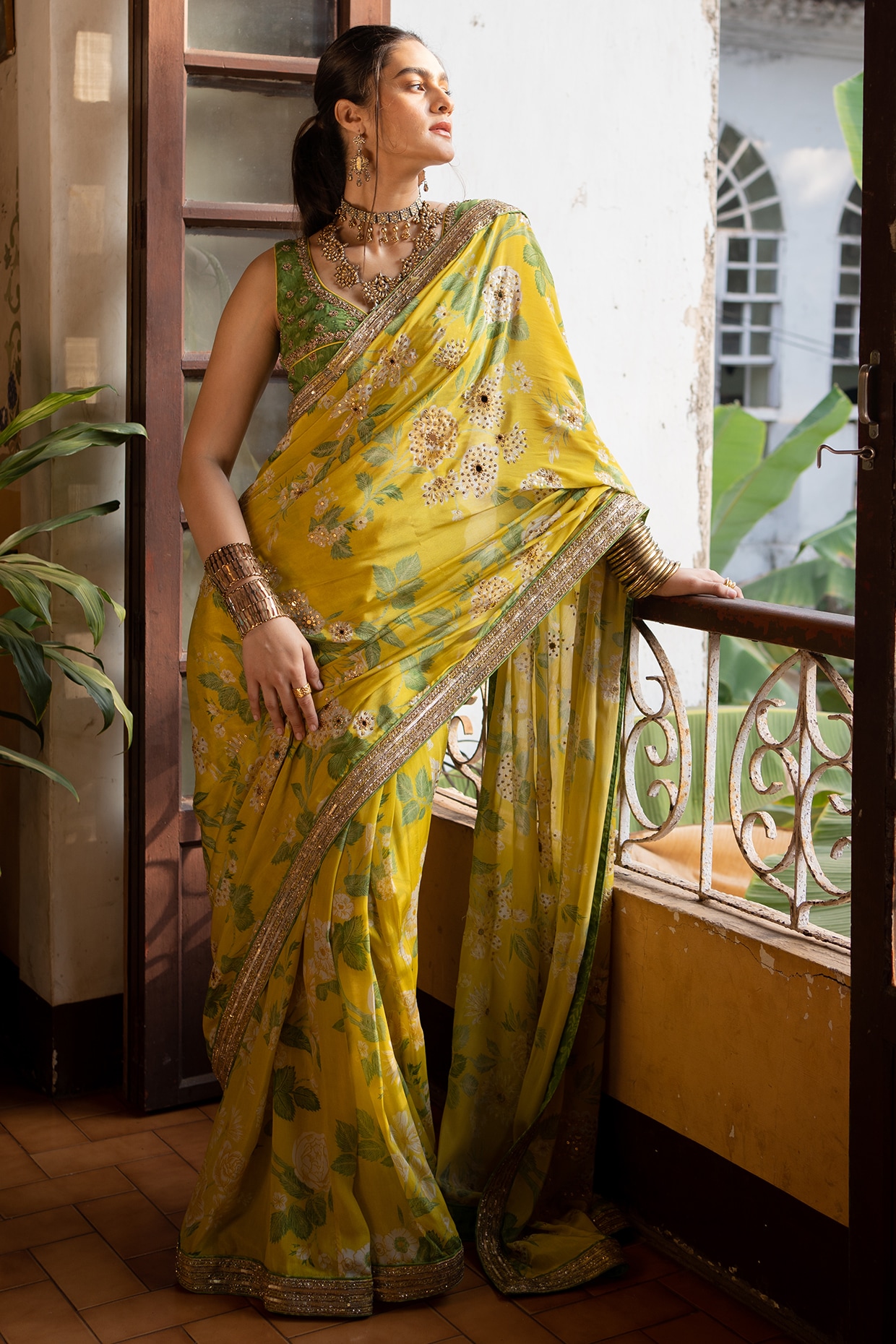 Lime Yellow & Peach Checks Cotton Saree in Valsad at best price by Haya  Fabric - Justdial