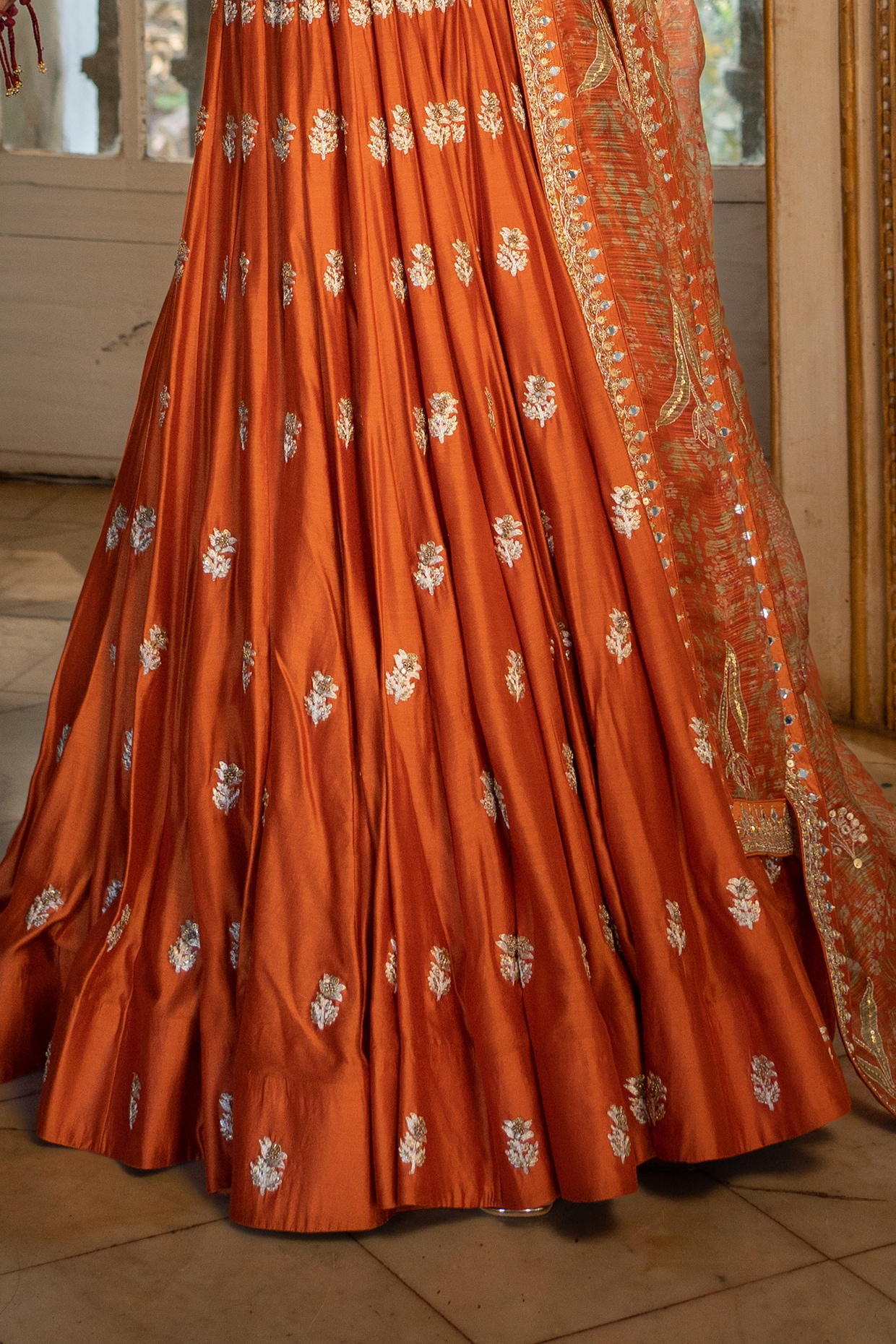 Burnt Orange Lehenga With Embroidered Crop Top Design by Mehak Murpana at  Pernia's Pop Up Shop 2024