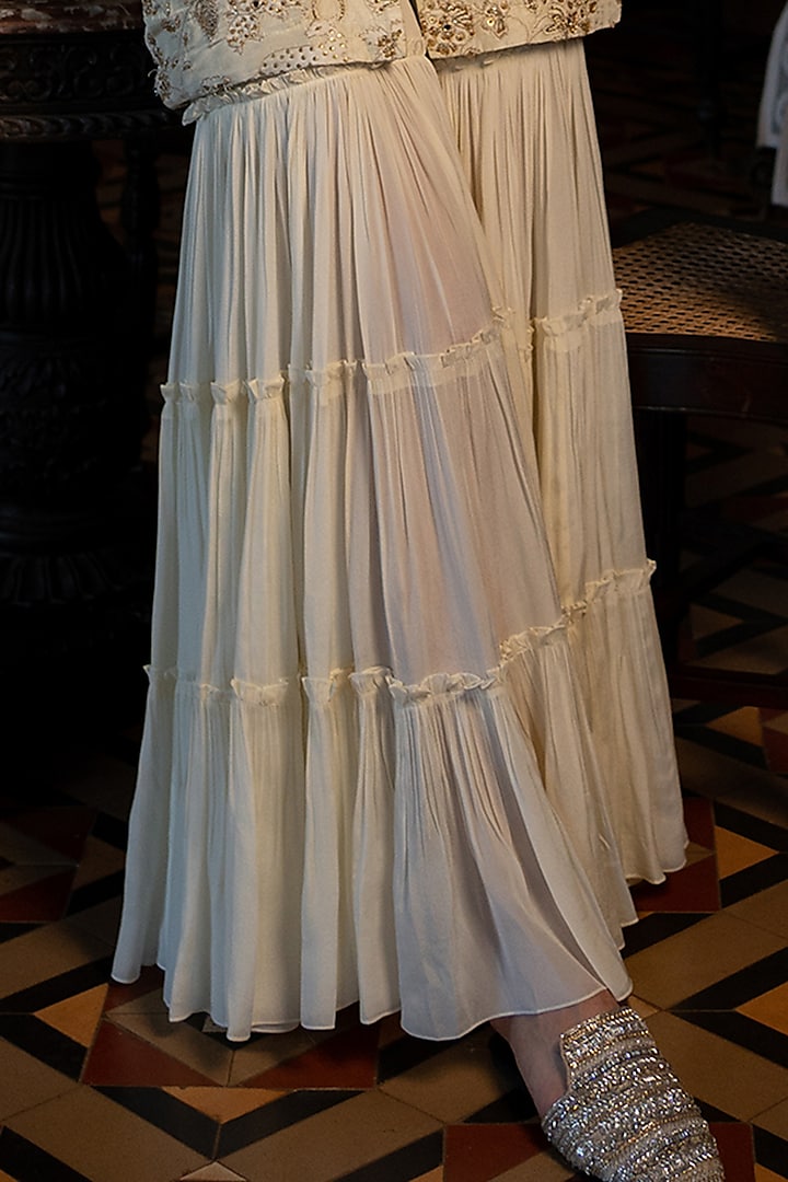 Ivory Crepe Wedding Sharara Set by Paulmi & Harsh at Pernia's Pop Up Shop
