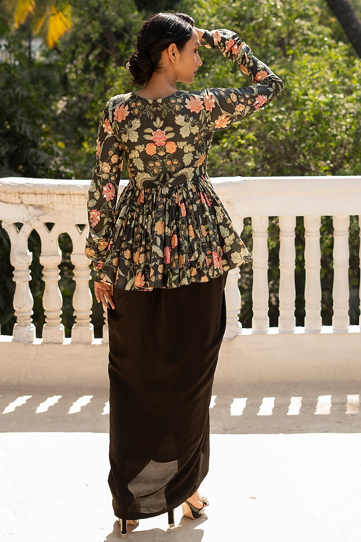 Black Crepe Skirt Set by Paulmi & Harsh at Pernia's Pop Up Shop