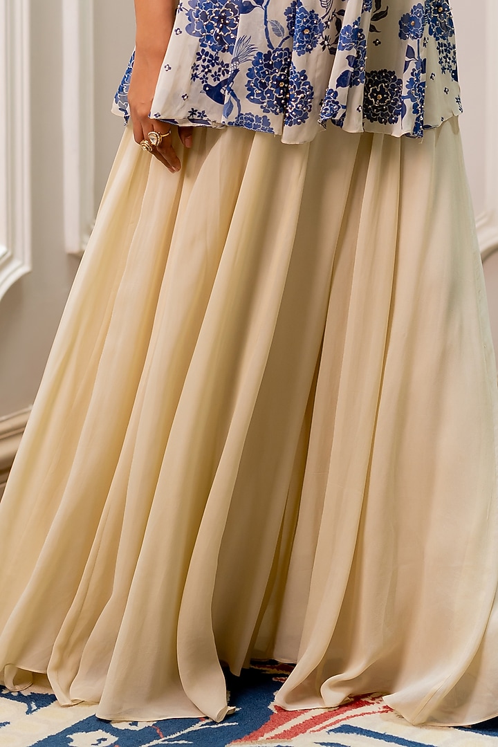 Ivory Georgette Palazzo Set by Paulmi & Harsh at Pernia's Pop Up Shop