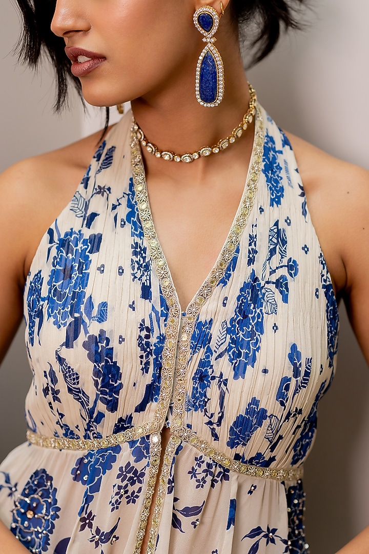 Ivory Georgette Palazzo Set by Paulmi & Harsh at Pernia's Pop Up Shop