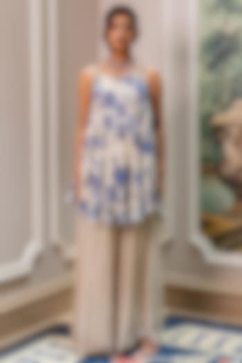 Ivory Georgette Palazzo Set by Paulmi & Harsh at Pernia's Pop Up Shop