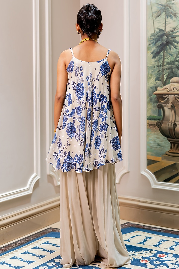 Ivory Georgette Palazzo Set by Paulmi & Harsh at Pernia's Pop Up Shop