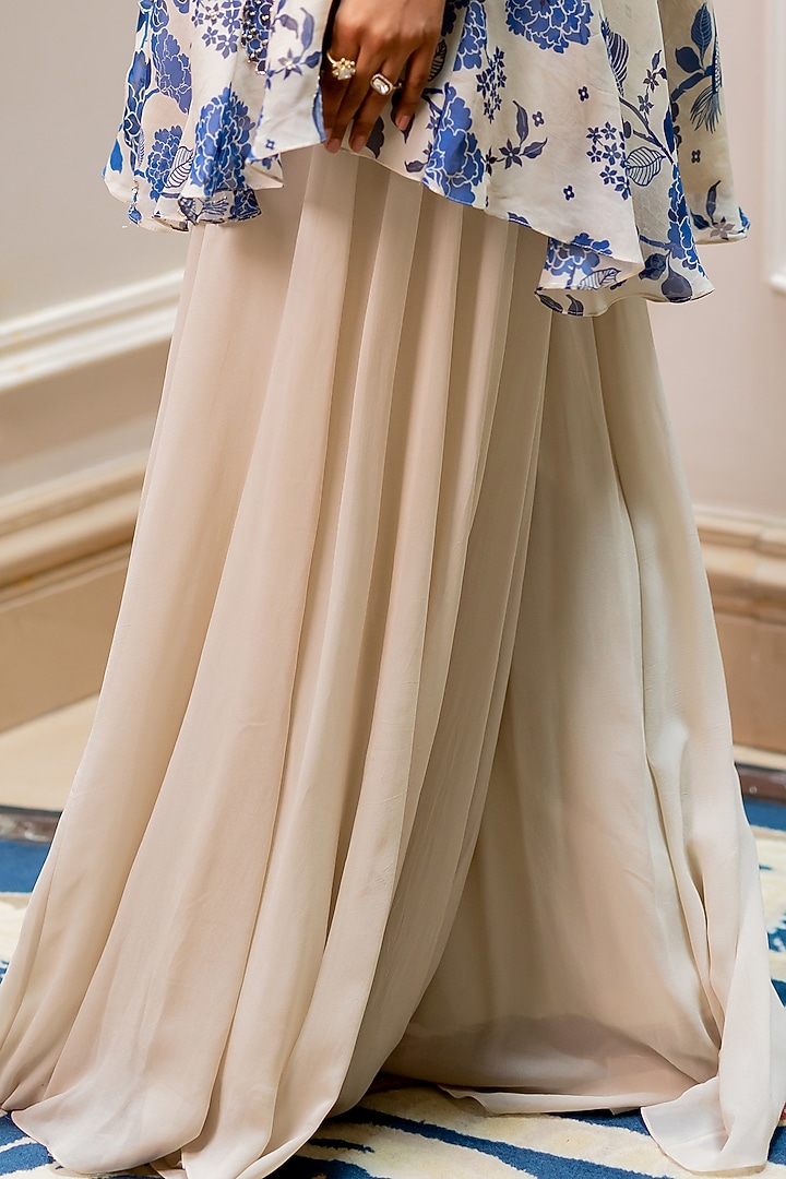 Ivory Georgette Palazzo Set by Paulmi & Harsh at Pernia's Pop Up Shop