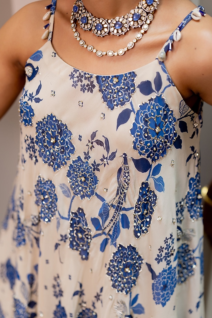 Ivory Georgette Palazzo Set by Paulmi & Harsh at Pernia's Pop Up Shop