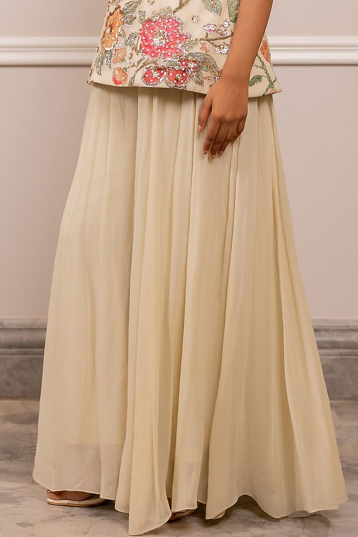Off-White Georgette Floral Printed Corset-Style Kurta Set by Paulmi & Harsh at Pernia's Pop Up Shop