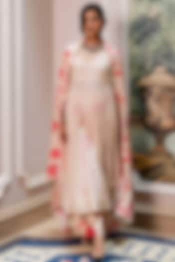 Off-White Malai Chanderi Party Wear Anarkali Set by Paulmi & Harsh at Pernia's Pop Up Shop