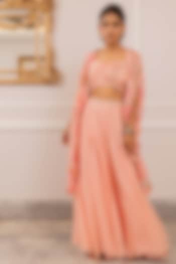 Pink Georgette Floral Printed Jacket Set by Paulmi & Harsh at Pernia's Pop Up Shop