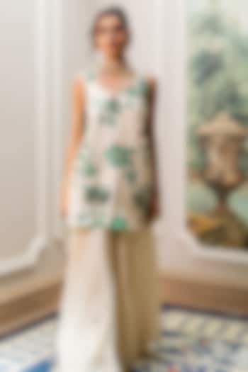 Ivory Georgette Party Wear Sharara Set by Paulmi & Harsh at Pernia's Pop Up Shop