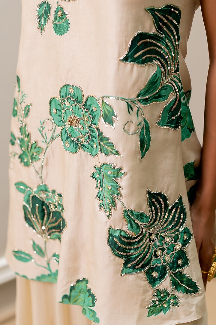 Ivory Georgette Party Wear Sharara Set by Paulmi & Harsh at Pernia's Pop Up Shop