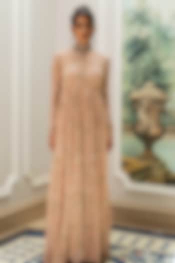 Old Rose Georgette Floral Printed Party Wear Anarkali by Paulmi & Harsh at Pernia's Pop Up Shop