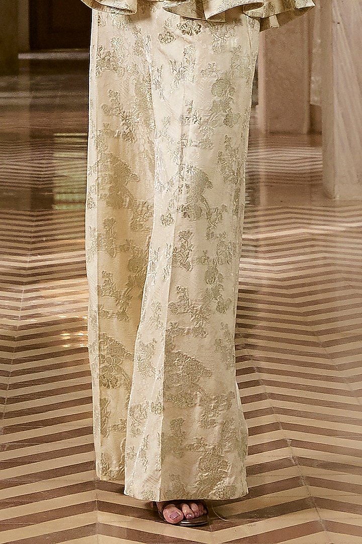 Ivory Jacquard Zardosi Embroidered Co-Ord Set by Paulmi & Harsh at Pernia's Pop Up Shop