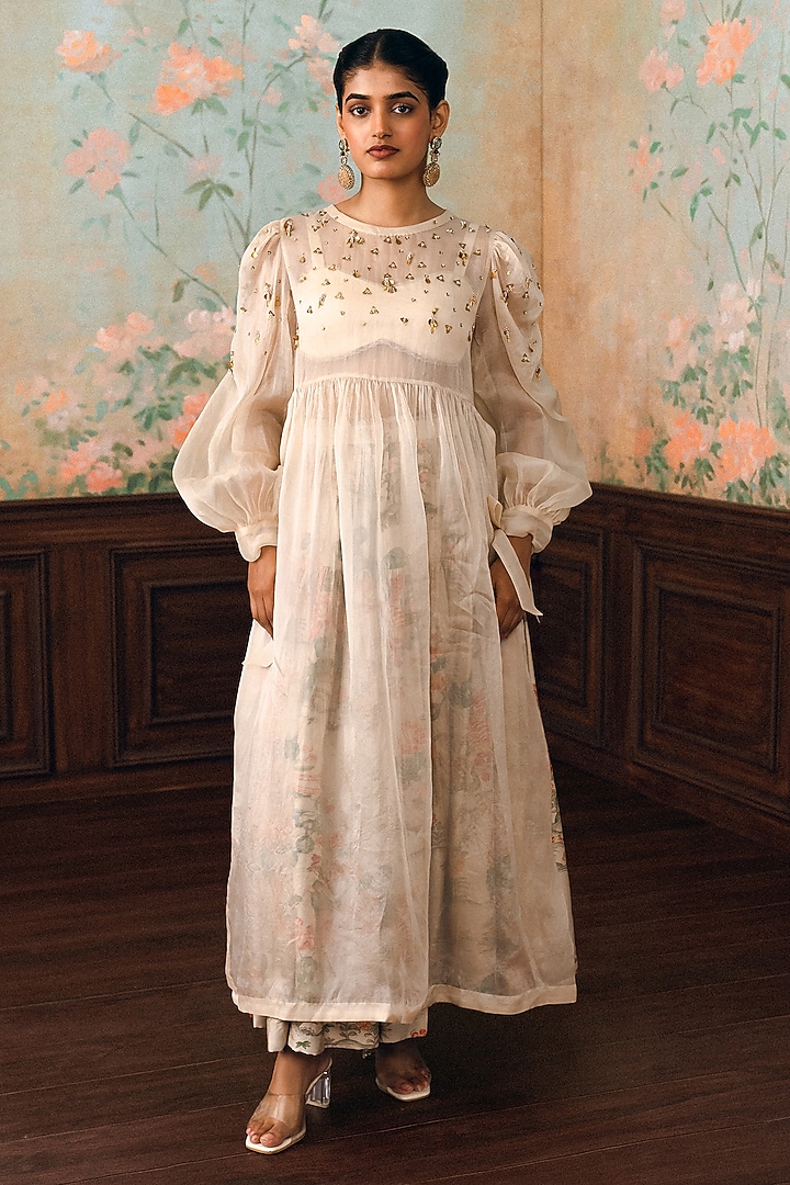 Ivory Gokul Chiniya Printed Skirt Set by Paulmi & Harsh at Pernia's Pop Up Shop