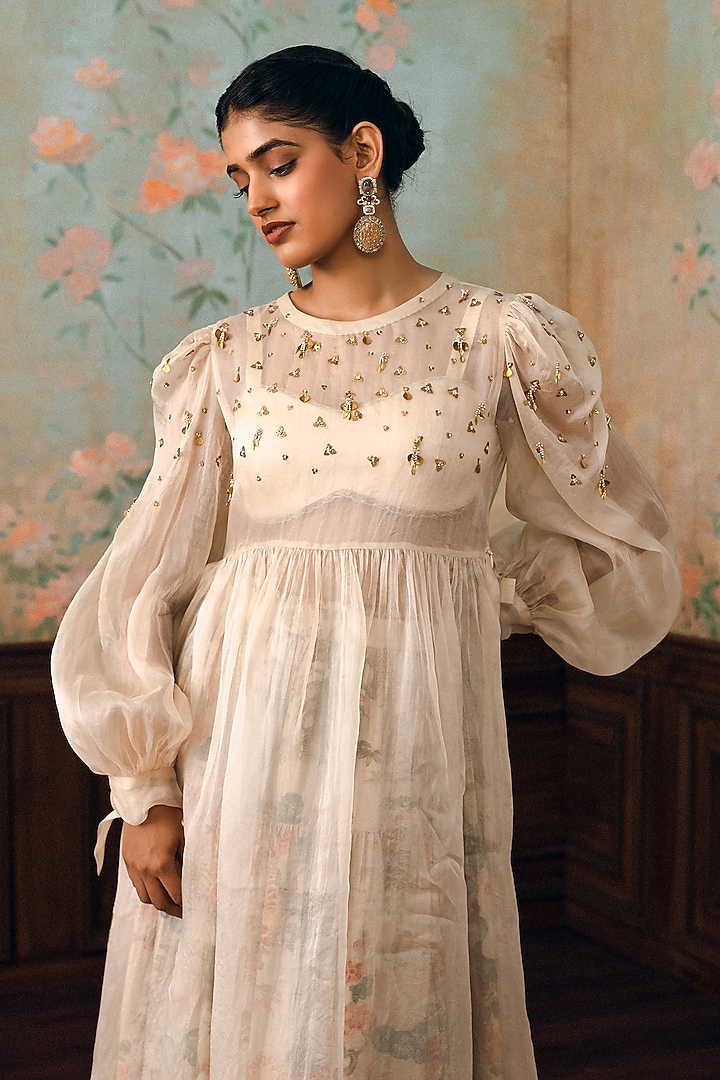 Ivory Gokul Chiniya Printed Skirt Set by Paulmi & Harsh at Pernia's Pop Up Shop
