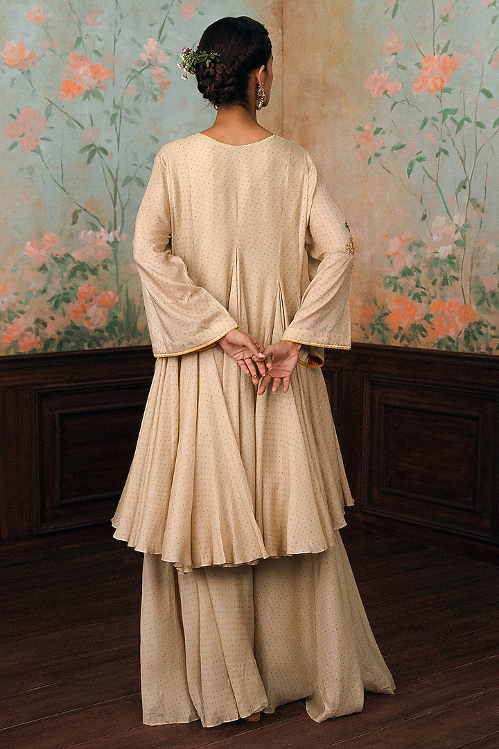Ivory Cotton Silk Patch Work Kurta Set by Paulmi & Harsh at Pernia's Pop Up Shop