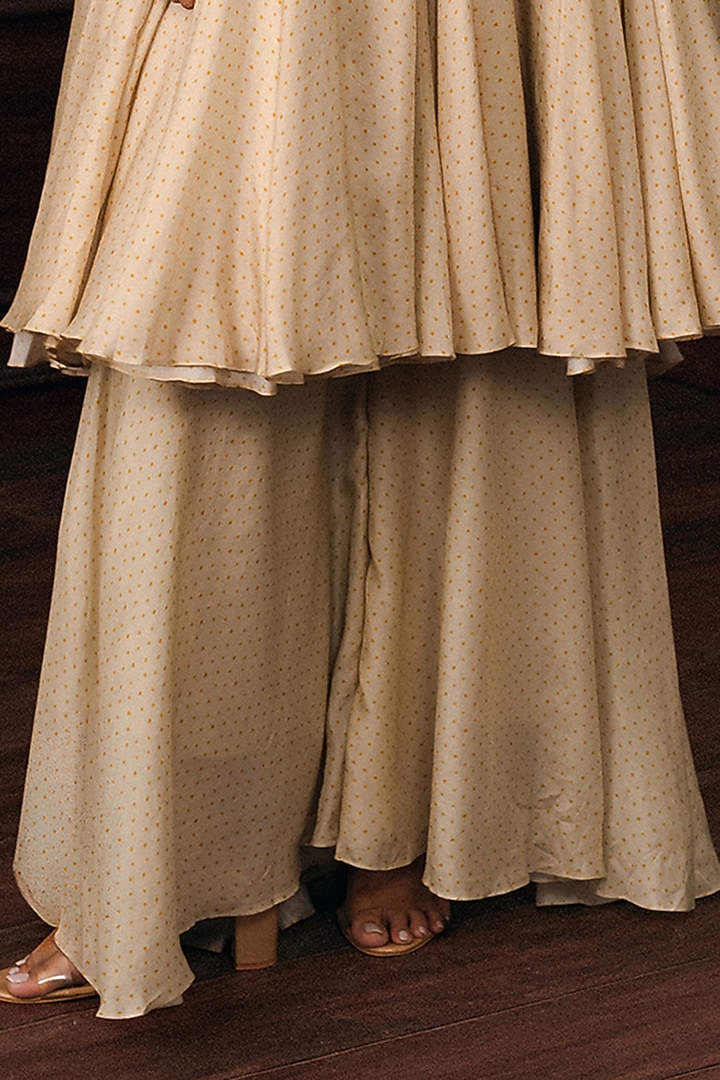 Ivory Cotton Silk Patch Work Kurta Set by Paulmi & Harsh at Pernia's Pop Up Shop